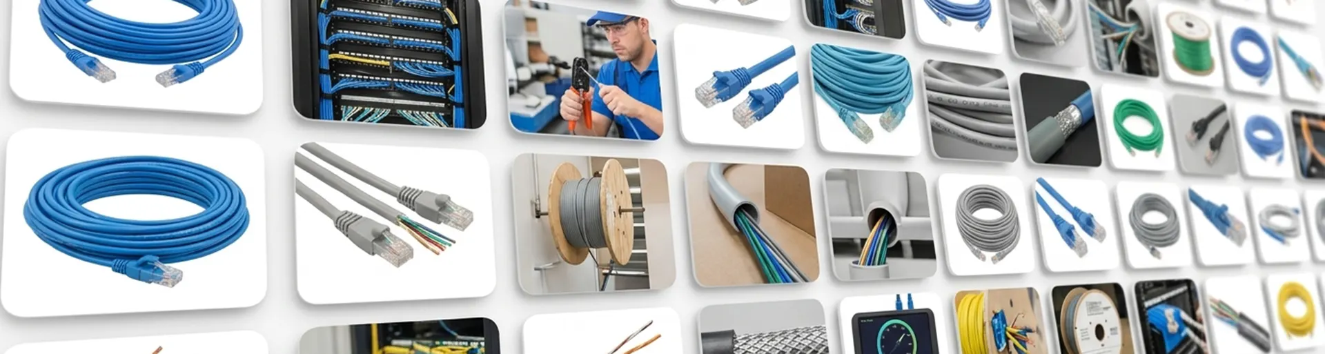 Bulk network cable range with cable reels, patch cords and shielded Cat5e, Cat6, Cat6a and Cat7 constructions