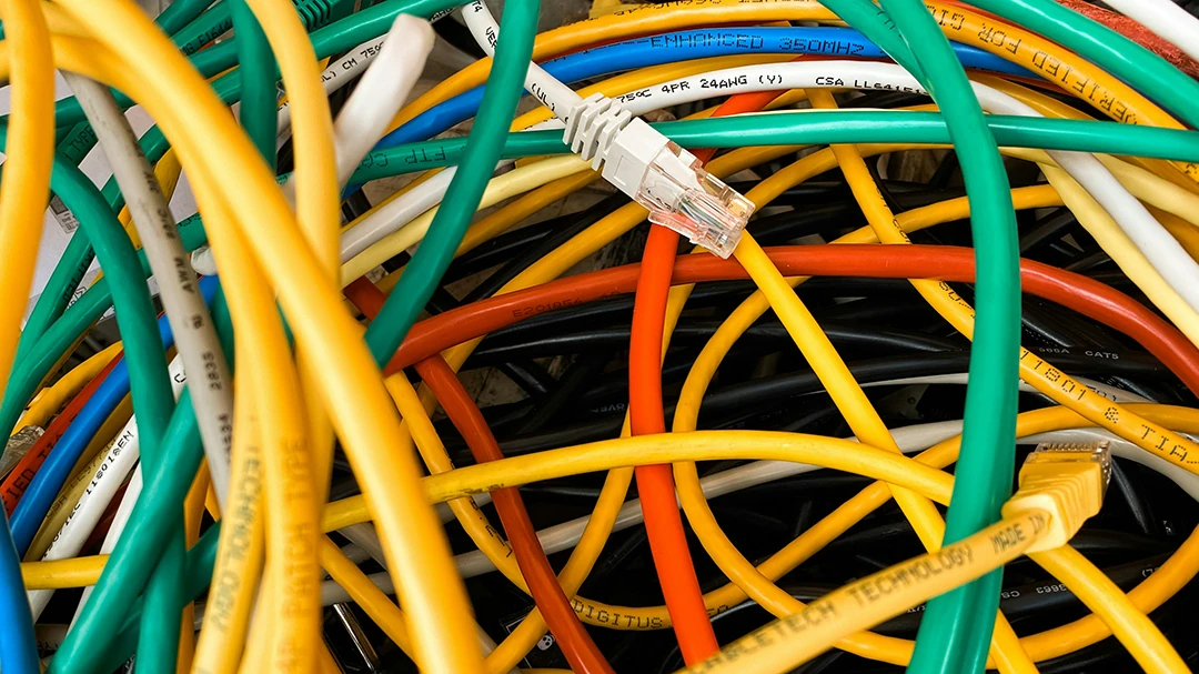 Cat6 cables with RJ45 connectors used for indoor structured cabling